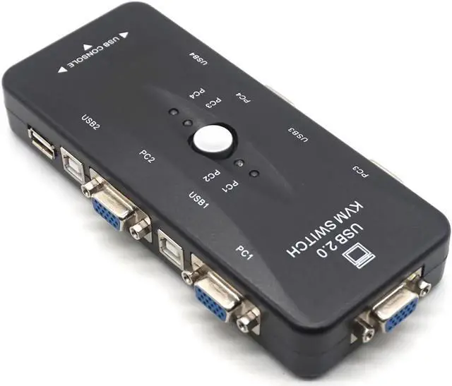 Alt view image 3 of 7 - 4 Ports USB2.0 KVM Switch Selector VGA Print Auto Switch Monitor Box VGA Splitter KVM Switch