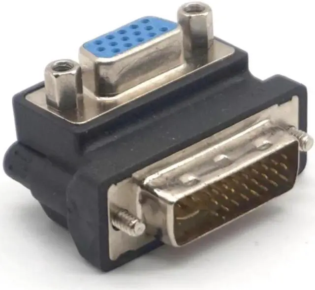 Main image of 2PCS DVI to VGA Converter Adaptor 90 Degree DVI-I 24+5 Male to VGA HD15 Female Adapter Monitors Graphic Video HD 1080P Connector Plug