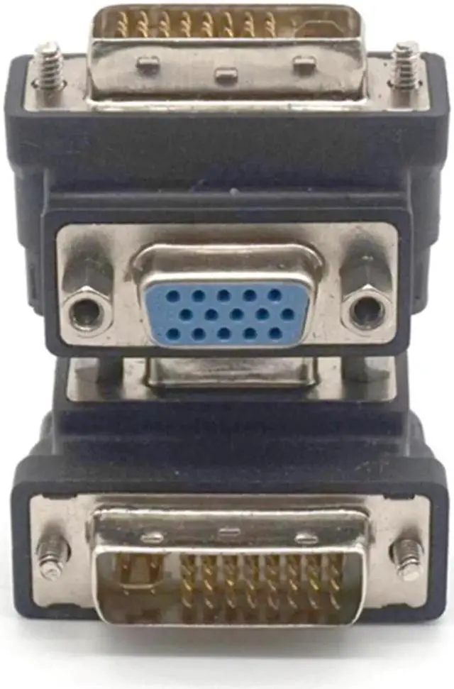 Alt view image 4 of 7 - 2PCS DVI to VGA Converter Adaptor 90 Degree DVI-I 24+5 Male to VGA HD15 Female Adapter Monitors Graphic Video HD 1080P Connector Plug