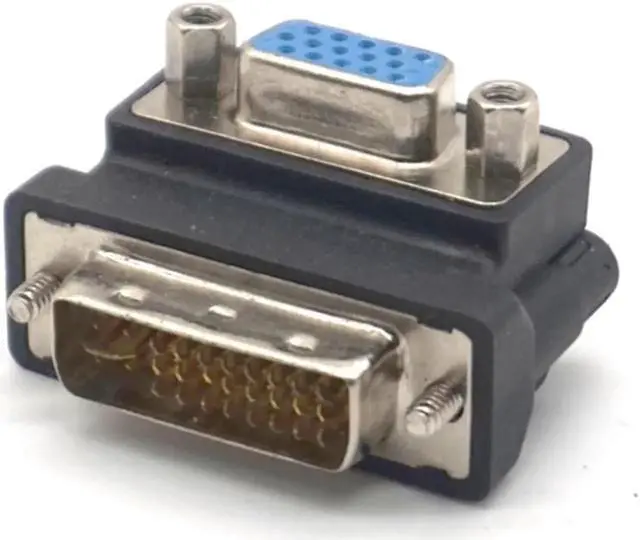 Alt view image 5 of 7 - 2PCS DVI to VGA Converter Adaptor 90 Degree DVI-I 24+5 Male to VGA HD15 Female Adapter Monitors Graphic Video HD 1080P Connector Plug