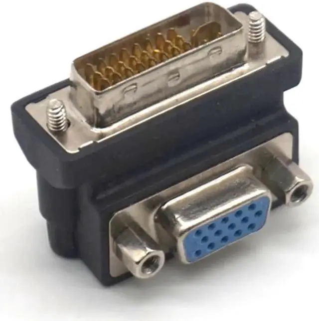 Alt view image 6 of 7 - 2PCS DVI to VGA Converter Adaptor 90 Degree DVI-I 24+5 Male to VGA HD15 Female Adapter Monitors Graphic Video HD 1080P Connector Plug