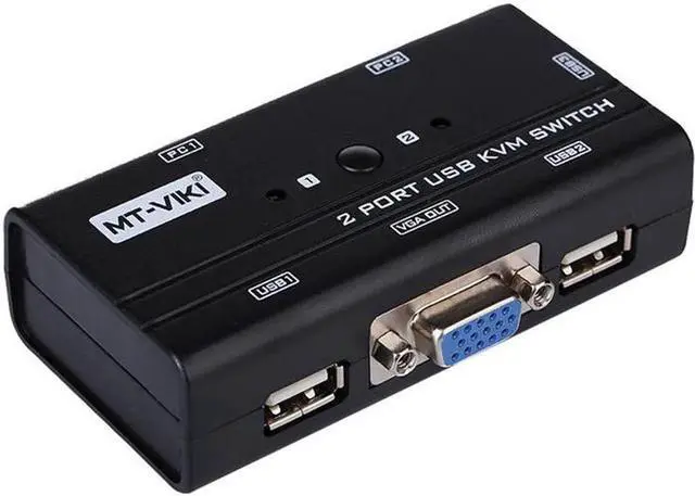 Alt view image 4 of 5 - 2 Port VGA KVM Switch USB Mouse Keyboard Console Manual Button Press Select With Original Cable High Resolution MT-260KL