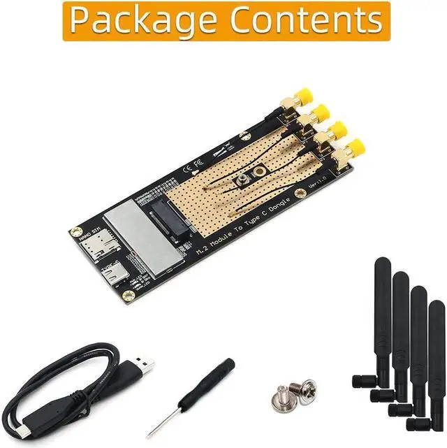 Alt view image 4 of 7 - Network Adapter 3G/4G/5G Module to Type C/USB 3.0 Adapter with NANO SIM Card Slot for RM500Q RM500U GM800 SIM8200 with 4 Antenna