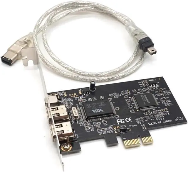 Alt view image 7 of 7 - PCIE 1394 Firewire Card, PCI Express (1X) to External IEEE 1394 Adapter Controller (2 x 6 Pin + 1 x 4 Pin) for Desktop PC and DV Connection
