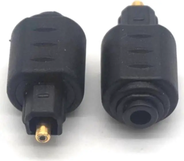 Main image of 2PCS 3.5mm Black Mini Optical Audio Adapter Female Jack Plug to Digital Toslink Male Plug