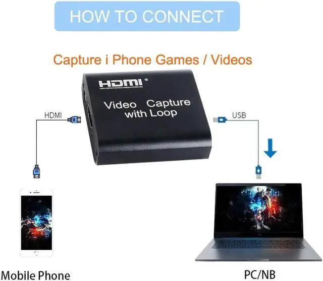 Alt view image 6 of 7 - 4K HDMI Video Capture Card 1080p Board Game Capture Card USB 2.0 Recorder Box Device for Live Streaming Video Recording Loop Out