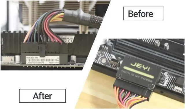 Alt view image 2 of 7 - ATX 24Pin 90° RGB Adapter, 18 Light Modes Female to 24Pin Male 90 Degree Motherboard Power Adapter for Desktops PC Supply