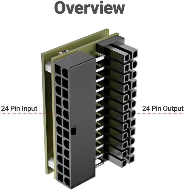 Alt view image 4 of 7 - ATX 24Pin 90° RGB Adapter, 18 Light Modes Female to 24Pin Male 90 Degree Motherboard Power Adapter for Desktops PC Supply