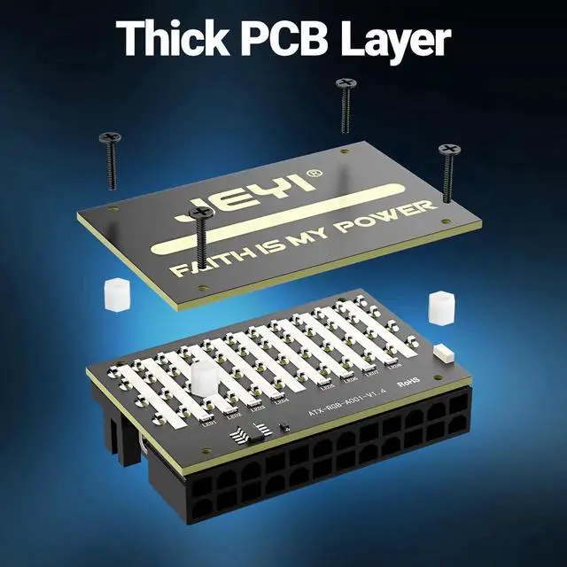 Alt view image 7 of 7 - ATX 24Pin 90° RGB Adapter, 18 Light Modes Female to 24Pin Male 90 Degree Motherboard Power Adapter for Desktops PC Supply