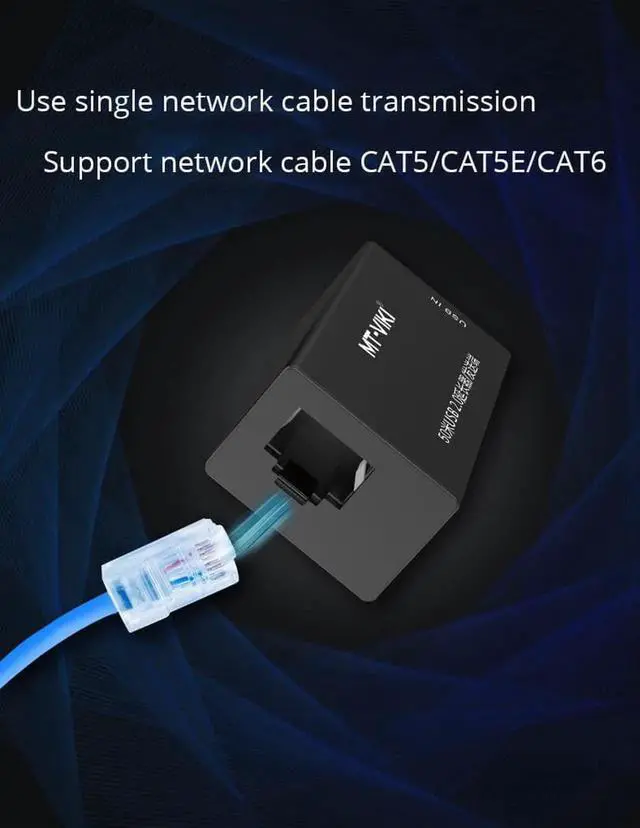 Alt view image 2 of 7 - USB2.0 Extender 50m network transmission signal transceiver amplifier RJ45 with power supply black MT-250FT