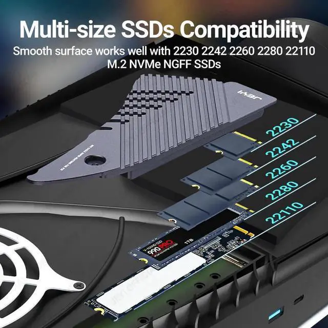 Alt view image 3 of 7 - For PS5 SSD Heatsink, Solid State Drive M.2 NVMe Heat Sink for Playstation 5 with Silicone Thermal Pad
