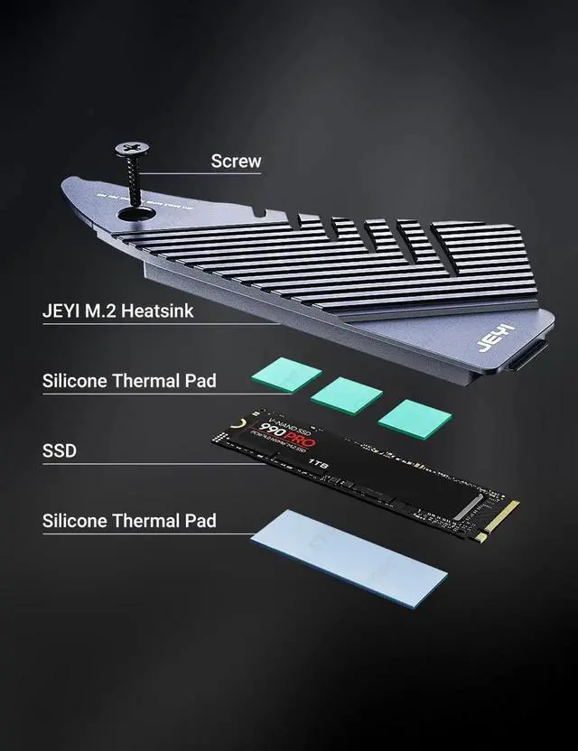 Alt view image 2 of 7 - For PS5 SSD Heatsink, Solid State Drive M.2 NVMe Heat Sink for Playstation 5 with Silicone Thermal Pad