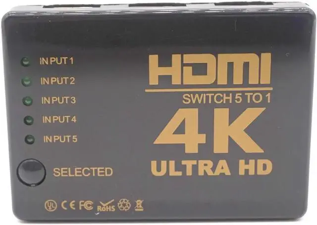 Alt view image 2 of 7 - Ultra HD 4K HDMI Splitter 1X4 Port 3D UHD 1080p 4K*2K Video HDMI Switch Switcher HDMI 1 Input 5 Output HUB Repeater Amplifier