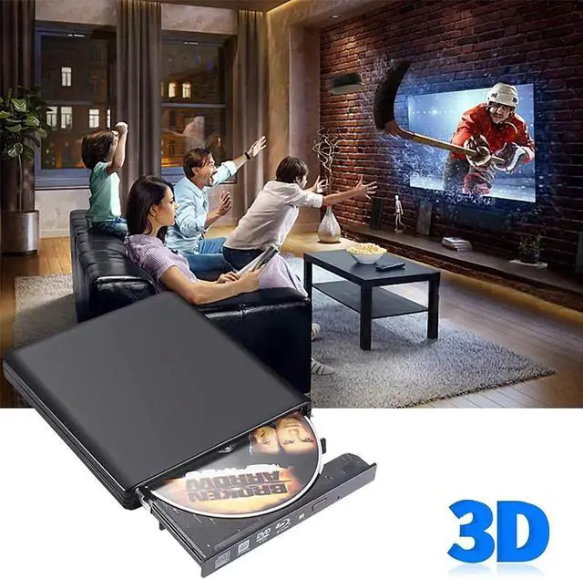 Alt view image 3 of 7 - CD/DVD Drive, USB 2.0 Slim Protable External CD-RW Drive CD Burner DVD-R Reader Player for Laptop Notebook PC Desktop Computer, Black