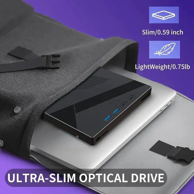 Alt view image 5 of 7 - [7 in 1] External DVD CD Drive, USB 3.0 & Type-C Portable CD/DVD +/-RW Disk Drive, CD/DVD Burner, CD ROM, DVD Player External Optical Drive for Laptop Desktop Windows 7/8/10/XP Linux/Vista/Mac
