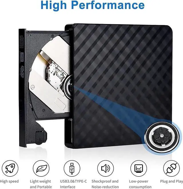 Alt view image 6 of 7 - External CD DVD Drive / Burner USB 3.0 with Type-C Portable CD DVD - / + RW Burner and DVD / CD Reader, Plug & Play / Low noise, Slim Superdrive for laptop, Desktop, Mac, Macbook, OS,