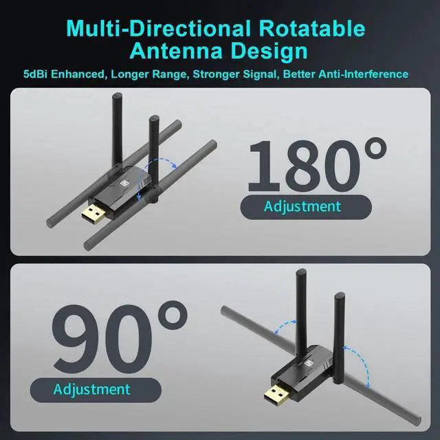 Alt view image 3 of 6 - USB Bluetooth 5.4 Adapter for PC Laptop, Long Range 492FT/150M Wireless Dongle Adaptor for Windows 11 10 8.1 7 Desktop, Plug and Play Bluetooth Mouse Keyboard Headphones Speaker Game Controller
