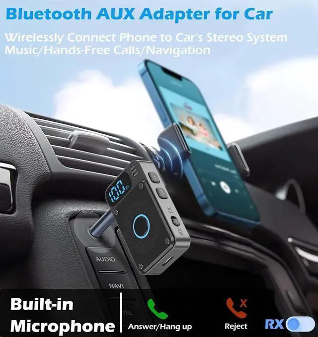 Alt view image 3 of 6 - Bluetooth 5.4 Transmitter Receiver, Bluetooth Adapter for Airplane Headphones, Bluetooth AUX Adapter for Car, Bluetooth Transmitter for TV PC, Bluetooth Adapter for Stereo Receiver