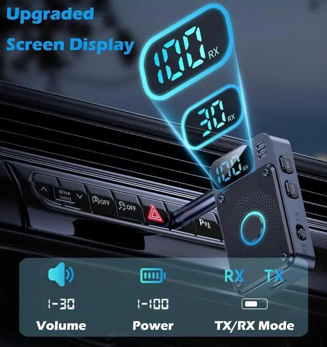 Alt view image 5 of 6 - Bluetooth 5.4 Transmitter Receiver, Bluetooth Adapter for Airplane Headphones, Bluetooth AUX Adapter for Car, Bluetooth Transmitter for TV PC, Bluetooth Adapter for Stereo Receiver