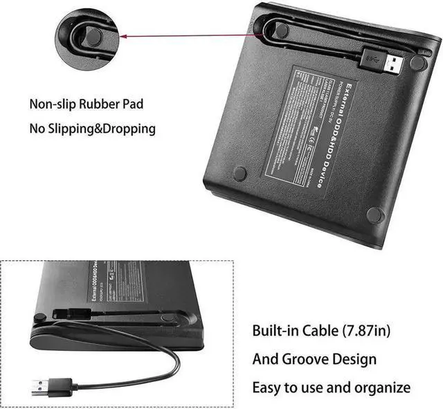 Alt view image 2 of 7 - External CD Drive, USB 3.0 Slim External CD DVD ROM Drive Writer Reader Burner, Portable CD DVD RW Drive/Writer/Burner Optical Player External DVD Drive for Macbook/Laptop/Desktop PC Windows XP/7/10