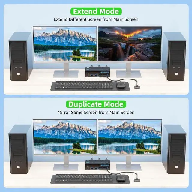 Alt view image 3 of 7 - 8K Displayport 1.4 + HDMI 2.1 Dual Monitor KVM Switch 2 Monitors 2 Computers, 2 in 2 Out 2 Ports HDMI + DP KVM Switches Support 8K@60Hz/4K@144Hz for 2 PCs Share 2 Screens and 4 USB 3.0 Devices
Limited