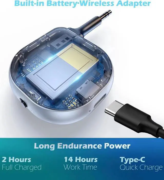 Alt view image 4 of 7 - Bluetooth Adapter 5.3 Transmitter Receiver, Bluetooth AUX Adapter for Car Music/Handsfree Calling, Bluetooth Transmitter for TV/Airplane/PC, Bluetooth Receiver for Home Stereo/Speaker