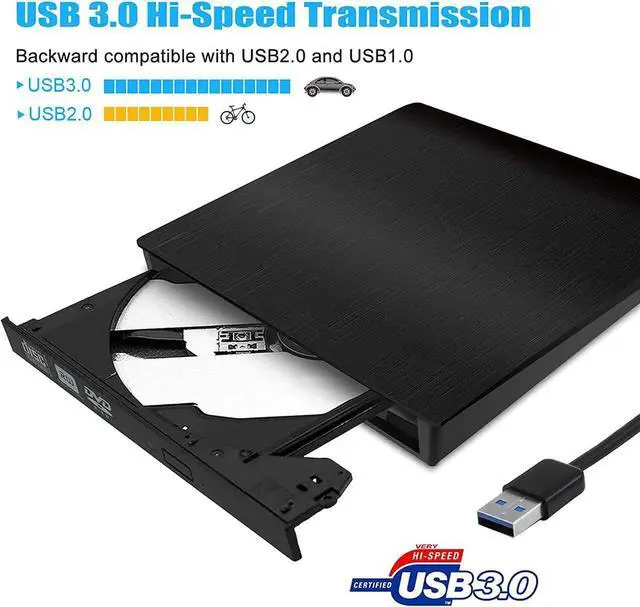 Alt view image 7 of 7 - [New Upgraded] External CD Drive, USB 3.0 Portable CD/DVD +/-RW Drive Slim DVD/CD ROM Rewriter Burner Compatible with Laptop Desktop PC Windows Linux OS Mac (Black)