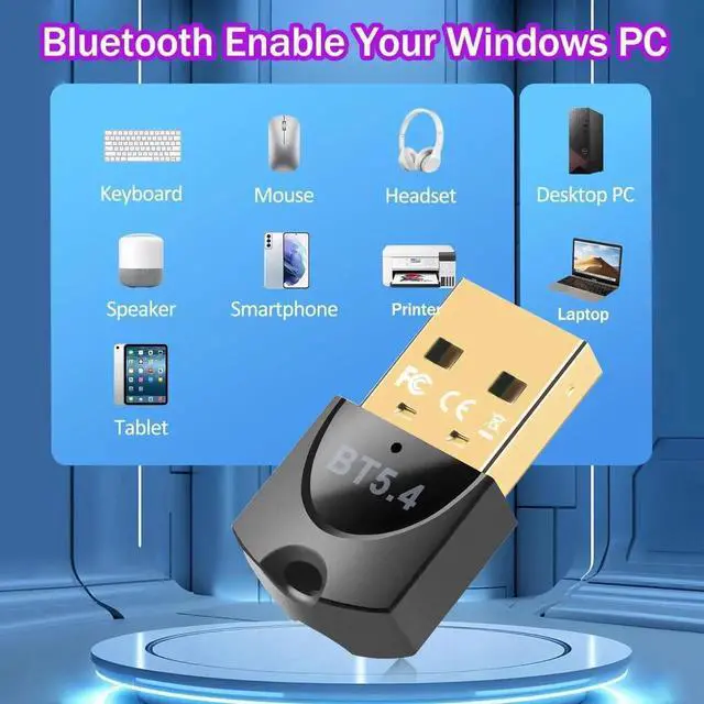 Alt view image 4 of 7 - Bluetooth Adapter 5.4 for PC, USB Bluetooth Adapter Dongle, EDR Bluetooth Wireless Transmitter Receiver for Desktop, Laptop, Headset, Keyboard, Mouse, Bluetooth Stereo, Support Windows11/10/8.1