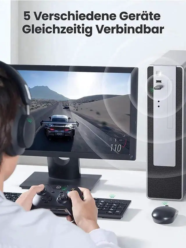 Alt view image 7 of 7 - Bluetooth Adapter 5.4 for PC, USB Bluetooth Adapter Dongle, EDR Bluetooth Wireless Transmitter Receiver for Desktop, Laptop, Headset, Keyboard, Mouse, Bluetooth Stereo, Support Windows11/10/8.1