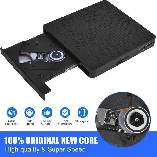 Alt view image 2 of 7 - DVD Drive, USB3.0/Type-C DVD CD ROM +/-RW Player for Laptop, Optical Disk Burner with Hub, 2 USB 3.0 Port, SD/TF Port, Micro USB Type C Cord for PC Desktop Mac Book Windows 10/8/7 Linux OS
