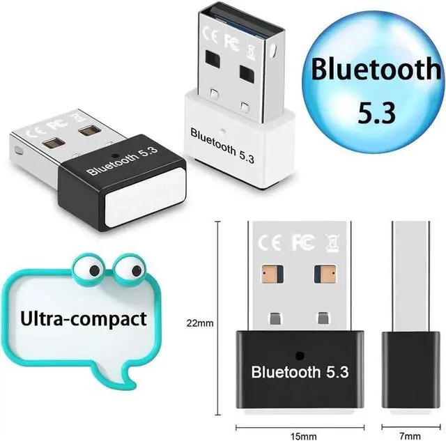 Alt view image 2 of 7 - USB Bluetooth 5.3 Adapter for PC, Supports Windows 11/10/8.1 (Plug & Play), Mini 5.3+ EDR Bluetooth Dongle Receiver &Transmitter, 5.3 Bluetooth USB Adaper for PC, Laptop,Keyboard,Mouse,Headsets