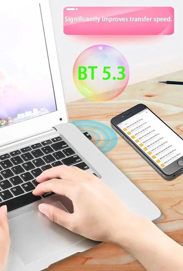 Alt view image 6 of 7 - USB Bluetooth 5.3 Adapter for PC, Supports Windows 11/10/8.1 (Plug & Play), Mini 5.3+ EDR Bluetooth Dongle Receiver &Transmitter, 5.3 Bluetooth USB Adaper for PC, Laptop,Keyboard,Mouse,Headsets