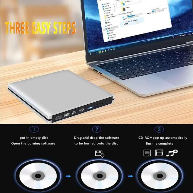 Alt view image 5 of 7 - Blu-ray DVD Drive, USB 3.0 and Type-C Blu-ray CD DVD Burner 3D Slim Optical Blu-ray Disc DVD Drive, DVD/BD Player Read/Write Portable Blu Ray Drive Compatible with/Win7/Win8/Win10/ Mac OS