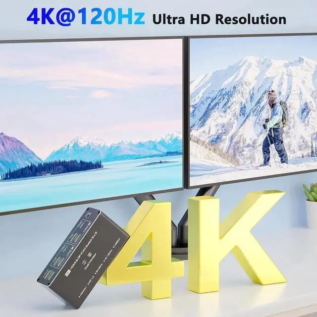 Alt view image 4 of 7 - KVM Switch 2 Monitors 2 Computers, 8K HDMI + Displayport Dual Monitor KVM Switch for 2 PC Share 2 Monitors and 4 USB Devices, Support Extended/Copy Mode, with 2 USB Cables & Desktop Controller