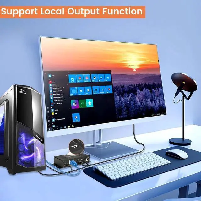 Alt view image 2 of 7 - 164FT / 50M HDMI KVM USB Extender Over Cat 5e/6/7 Cable, 1080P HDMI Ethernet Extender Balun Transmitter Receiver with Loop Out Function - USB Keyboard Mouse, Single POC Power Supply