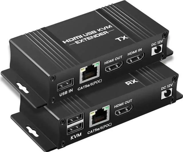 Main image of 164FT / 50M HDMI KVM USB Extender Over Cat 5e/6/7 Cable, 1080P HDMI Ethernet Extender Balun Transmitter Receiver with Loop Out Function - USB Keyboard Mouse, Single POC Power Supply