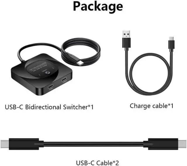 Alt view image 2 of 7 - USB C Switch, 8K@60Hz USB C Switch Bi-Directional 2 in 1 Out or 1 in 2 Out,Type C Switch Selector with Power Indicator for PCs, Support USB 3.1 Gen 2 10Gbps Data Transmission, 100W Charging
