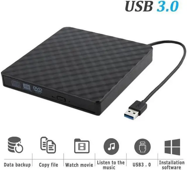 Alt view image 2 of 7 - External CD Drive, USB 3.0 Slim External CD DVD ROM Drive Writer Reader Burner, Portable CD DVD RW Drive/Writer/Burner Optical Player External DVD Drive for Macbook/Laptop/Desktop PC Windows XP/7/10