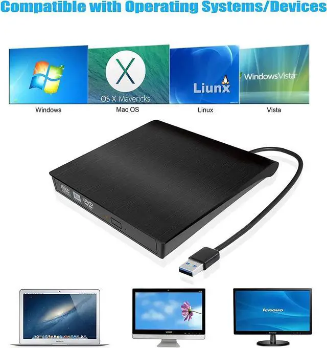 Alt view image 6 of 7 - [New Upgraded] External CD Drive, USB 3.0 Portable CD/DVD +/-RW Drive Slim DVD/CD ROM Rewriter Burner Compatible with Laptop Desktop PC Windows Linux OS Mac (Black)