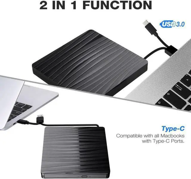 Alt view image 6 of 7 - Type C USB 3.0 Slim External DVD RW CD Writer Drive Burner Reader Player Optical Drives CD-RW Burner Reader Recorder For Laptop