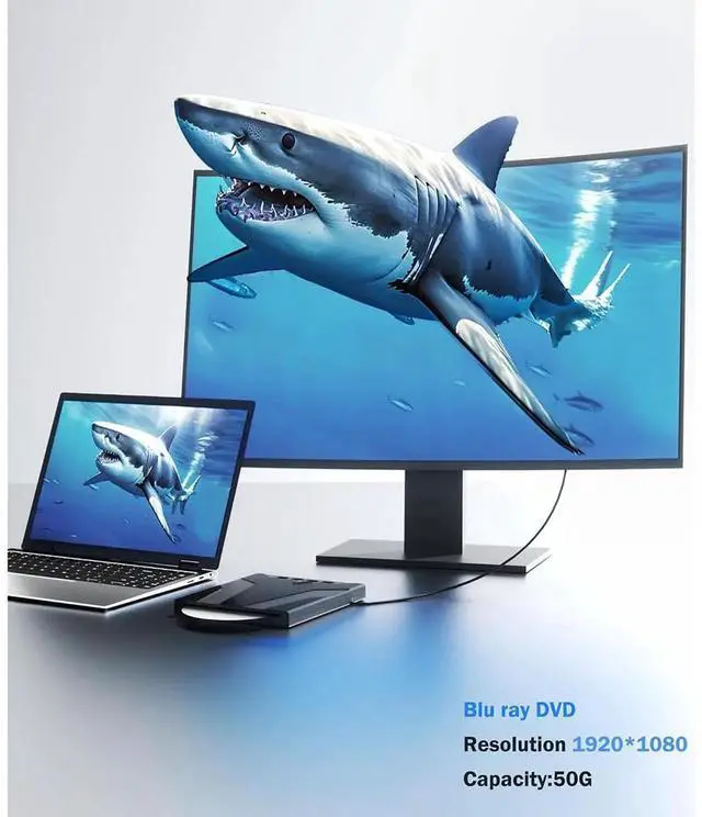 Alt view image 2 of 7 - [7 in 1] External Blu Ray Drive, USB 3.0 Blu ray Drive with SD/TF Slot Ports, Blu ray Player for PC Laptop Portable 3D BD Disc Reader CD DVD -/+RW Burner Compatible with Windows Linux Mac OS