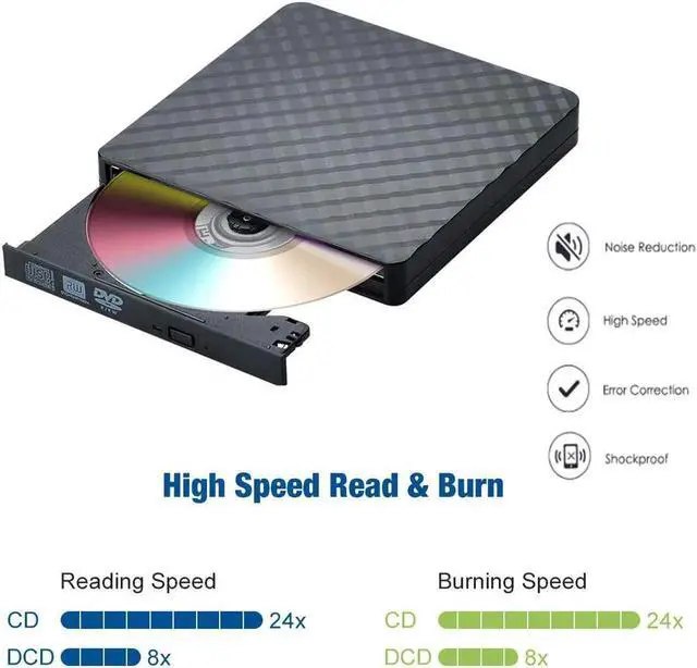 Alt view image 6 of 6 - USB 3.0 External CD DVD Drive, Ultra Slim CD/DVD +/-RW Writer Burner High Speed Data Transfer DVD/CD-ROM Drive for Windows 10/8/7 Laptop Desktop Mac MacBook Pro Air iMac HP Dell LG Asus