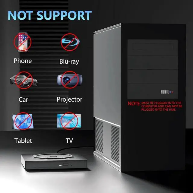 Alt view image 4 of 7 - External CD DVD Drive, USB 3.0 & Type-C Portable CD DVD Burner, +/-RW CD ROM External CD/DVD Drive for Laptop, CD Player for Laptop Compatible with Laptops, Desktop PC, Windows, Linux, Mac OS
