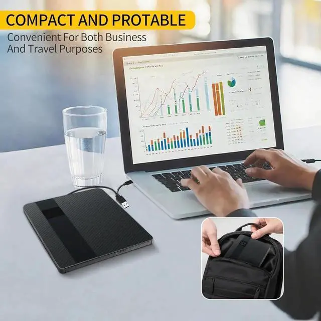 Alt view image 2 of 7 - External CD/DVD Drive for Laptops, USB 3.0 & Type-C Portable DVD Player+/-RW Burner Writer Reader, External Optical Drive Compatible with Laptop Desktop PC, Windows 11/10/8/7/XP, Linux, MacOS