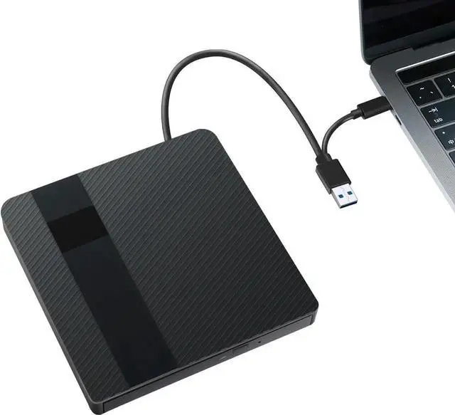 Main image of External CD/DVD Drive for Laptops, USB 3.0 & Type-C Portable DVD Player+/-RW Burner Writer Reader, External Optical Drive Compatible with Laptop Desktop PC, Windows 11/10/8/7/XP, Linux, MacOS