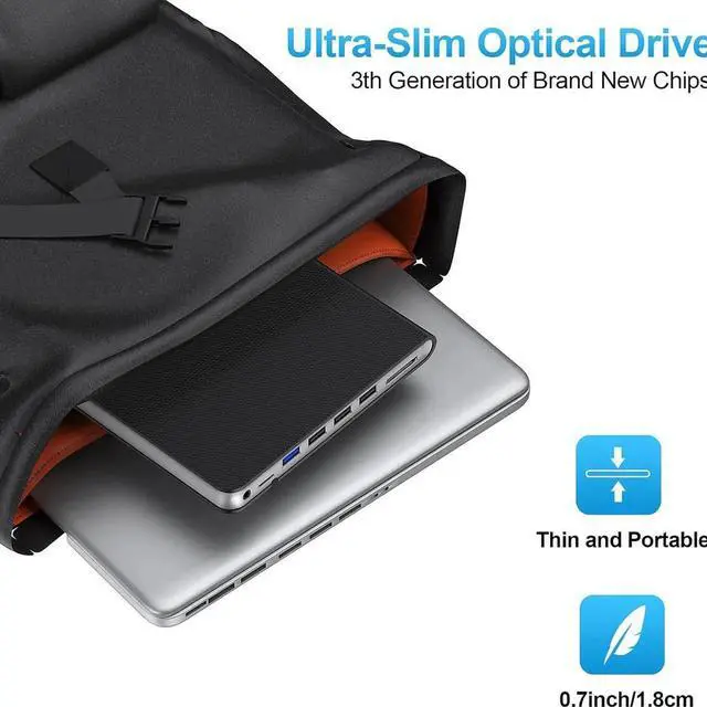 Alt view image 2 of 7 - External CD DVD Drive, 7-in-1 USB 3.0 & Type-C DVD Drive External with 4 USB Ports & SD/TF, DVD RW Burner External CD Drive for Laptop, Desktop, Mac-Book, Windows 11/10/8/7/XP/Linux/Vista/Mac