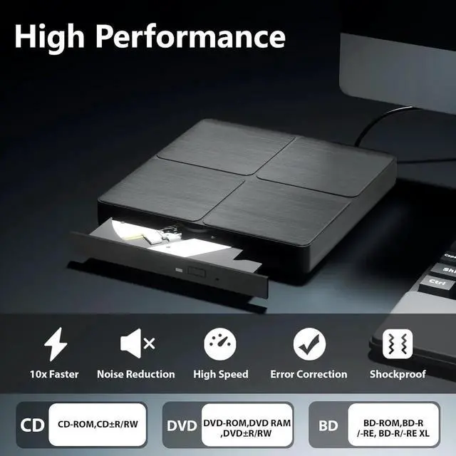 Alt view image 5 of 7 - External Blu Ray Drive, USB 3.0 Type-C 3D Bluray CD DVD BD Reader Player Slim Optical Bluray CD/DVD Burner for MacBook Laptop Desktop PC Compatible with Mac OS Windows XP/7/8/10/11
