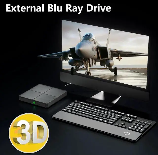 Alt view image 7 of 7 - External Blu Ray Drive, USB 3.0 Type-C 3D Bluray CD DVD BD Reader Player Slim Optical Bluray CD/DVD Burner for MacBook Laptop Desktop PC Compatible with Mac OS Windows XP/7/8/10/11