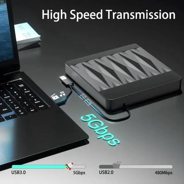 Alt view image 6 of 7 - External Blu-Ray Drive, Blu Ray Burner USB 3.0 and Type-C External CD DVD Drive Compatible Read and Burner BD DVD CD Reader Rewriter Writer Disk Duplicator Compatible for Windows, Linux, MacOS