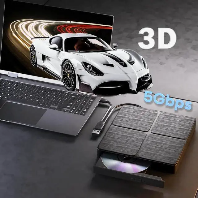 Alt view image 2 of 7 - External Blu Ray Drive-Portable Blu Ray DVD Player, Read and Write BD/DVD/CD, USB 3.0 Type C Blu Ray Player External CD DVD Drive, Portable DVD Player for Laptop Desktop PC Windows ,Linux,MacOS